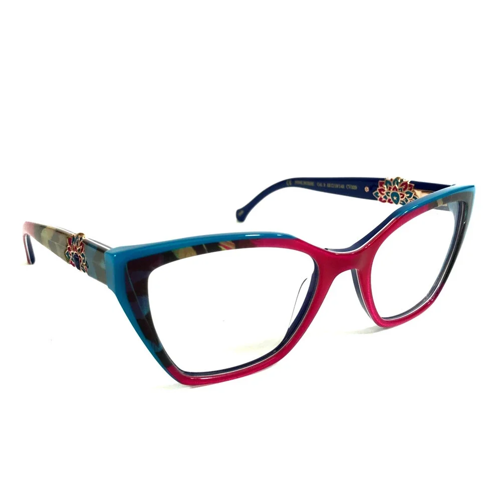 CCS by Coco Song Eyeglasses Frames PINK HORSE Col. 3 Blue Red Cat Eye 52-19-145